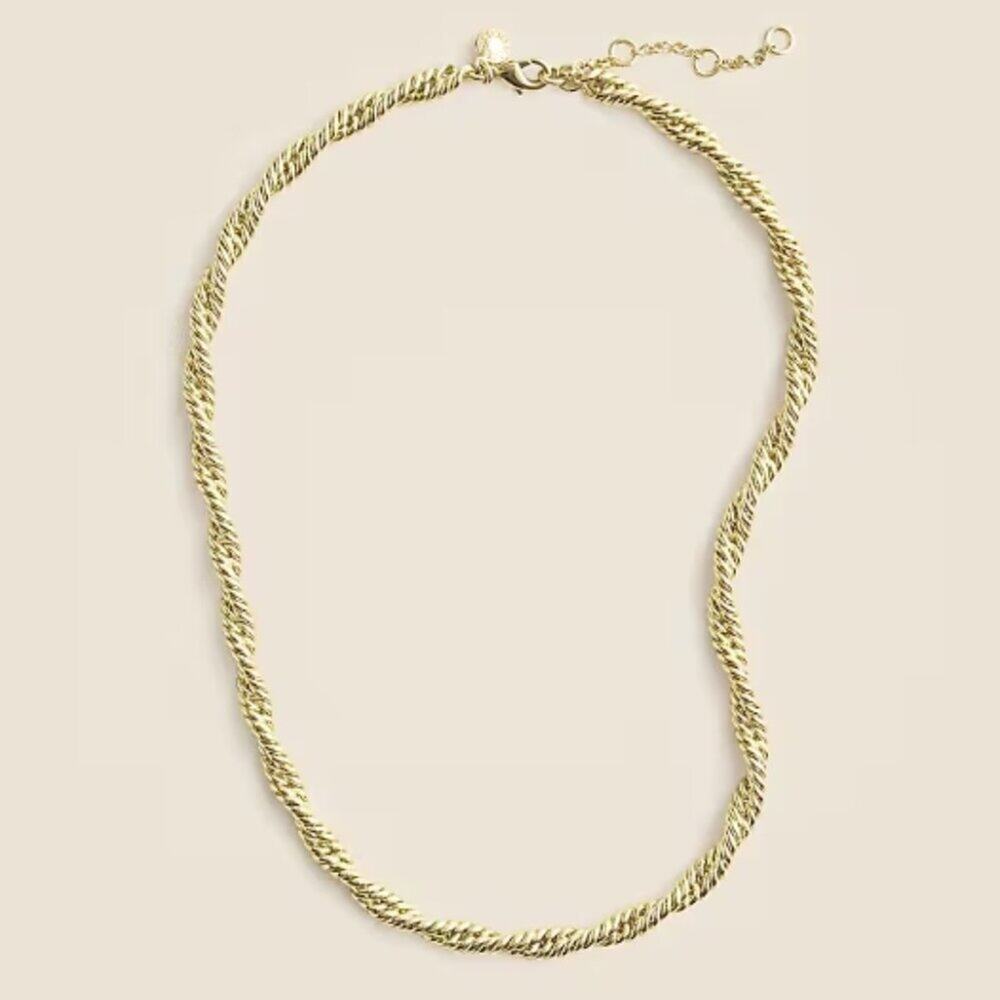 J.Crew Long Twist-Chain Necklace – Shiny Matte Gold (One Size)